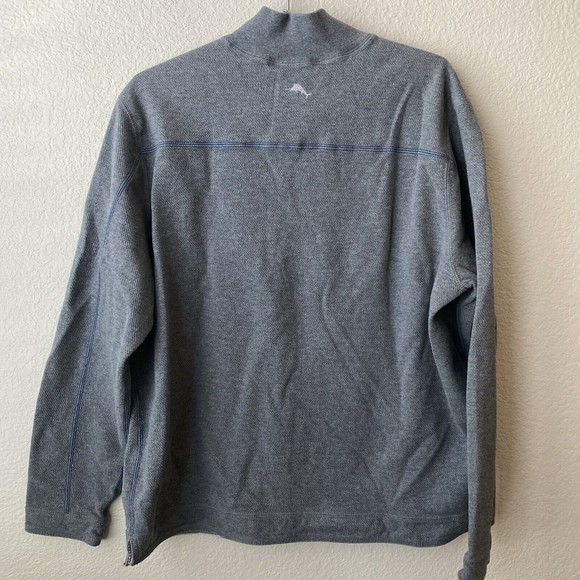 Tommy Bahama Mens Sweater Size Large Cotton Quarter Zip Pullover Gray - Picture 2 of 10